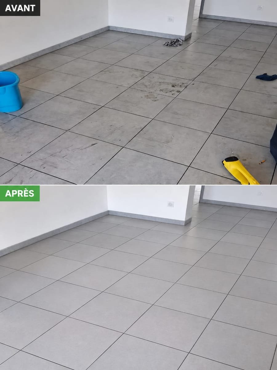 Avant/après : nettoyage complet d'un sol carrelé intérieur à Martigues